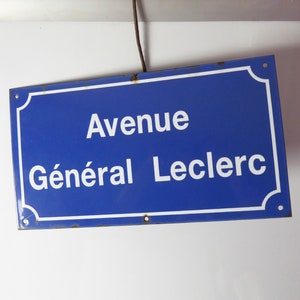 Vintage French Enamel Street Sign: Avenue Général Leclerc