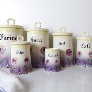 Art Nouveau French Kitchen Canisters | Antique Kitchen Storage Jars | Vintage French Kitchen Décor | Spice Jars