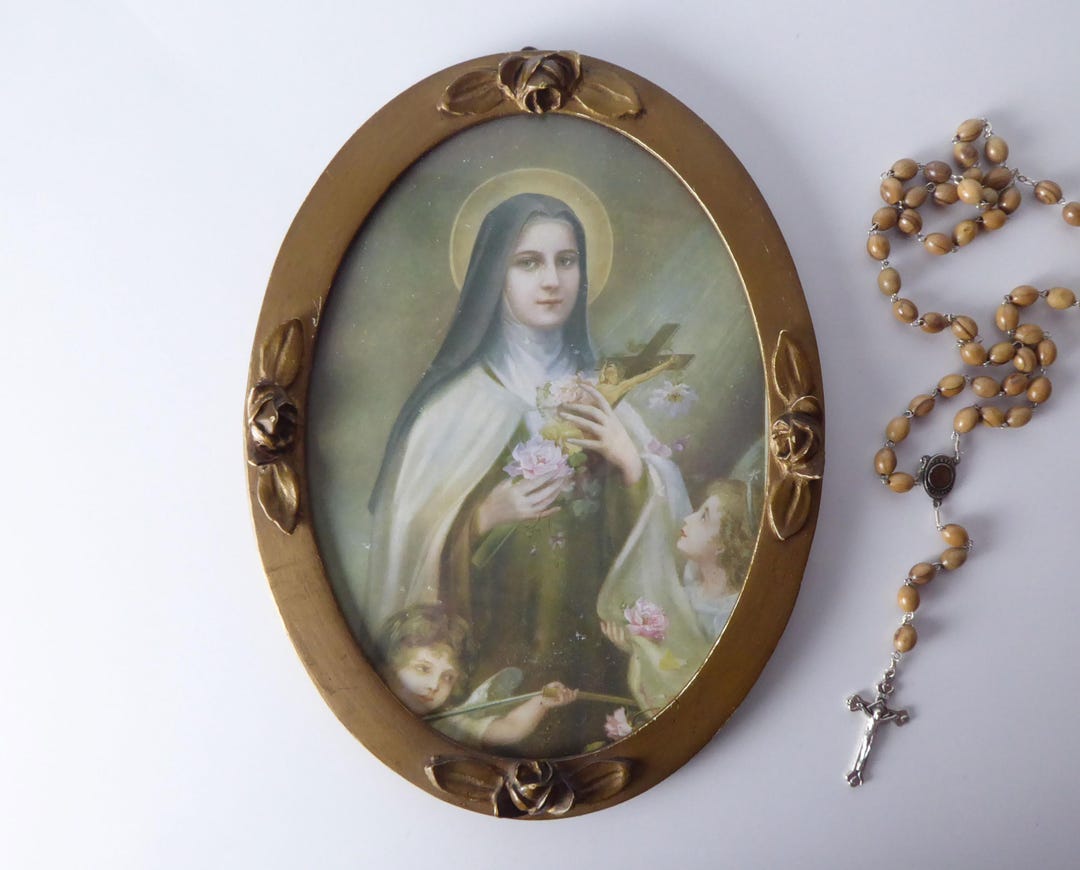 Sainte Thérèse of Lisieux - Antique Framed Religious Lithograph - Etsy