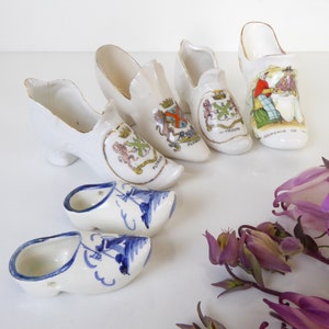 Miniature Bone China Souvenir Slippers - Vintage Collectible Porcelain Shoes