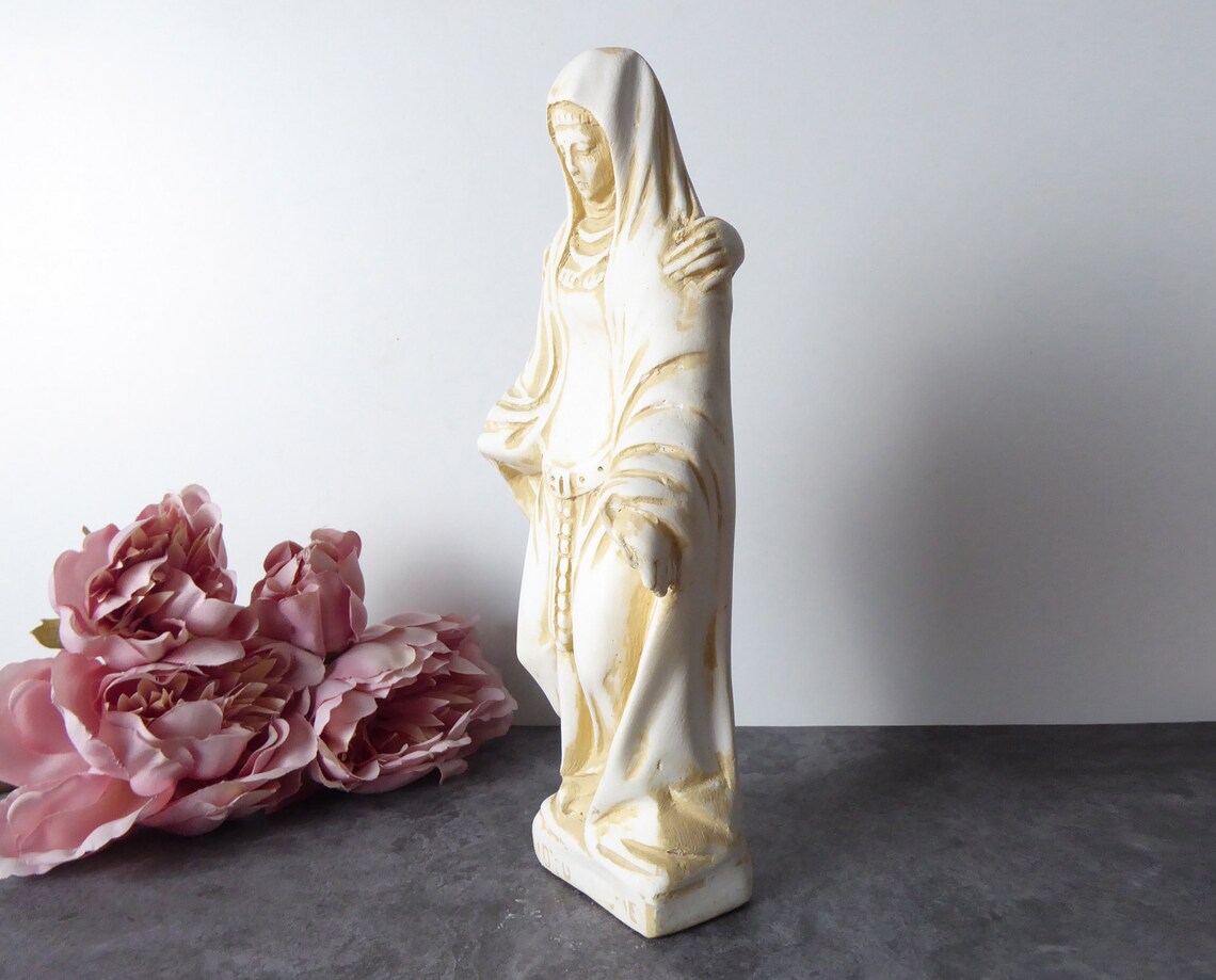 Vintage Plaster Religious Statue French Catholic Decor Etsy