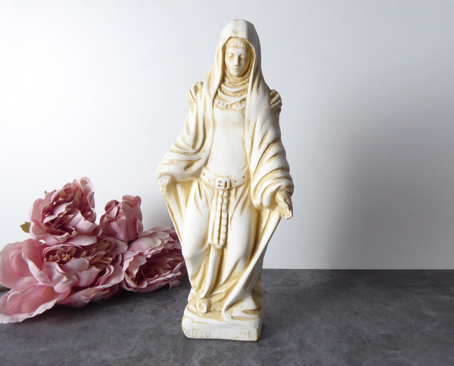 Vintage Plaster Religious Statue French Catholic Decor Etsy