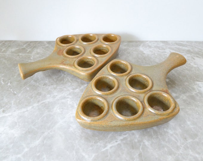 Ovenproof Snail Cooking Dishes Vintage French Stoneware Escargot Plates