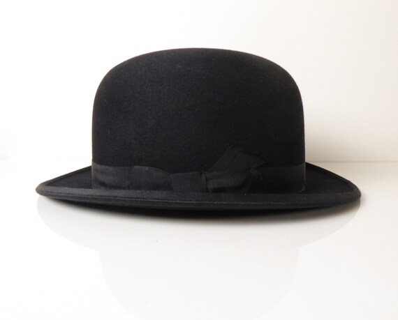 Black Bowler Hat Vintage Beaver Finish 