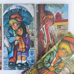 Collection Of French Vintage Big Eye Wall Art Prints - Les Poulbots - Igor Jgor