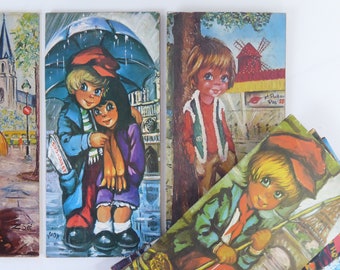 Collection Of French Vintage Big Eye Wall Art Prints - Les Poulbots - Igor Jgor