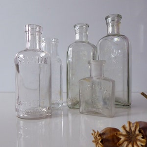 Vintage Glass Tonic Bottles Antique Apothecary Bottles Chemists Advertising image 2