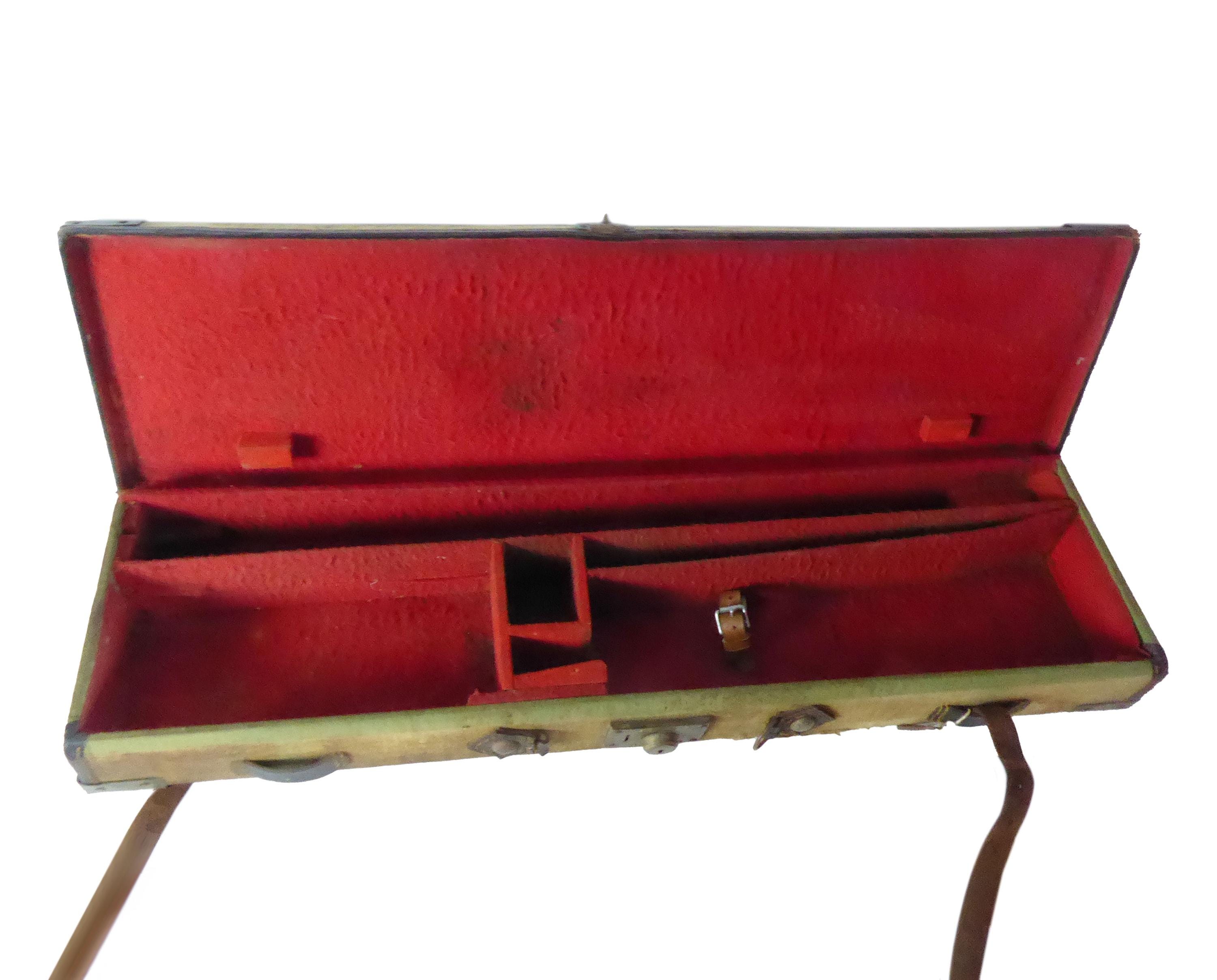 Vintage English Canvas Shotgun Case – Leather Trim, Travel Labels