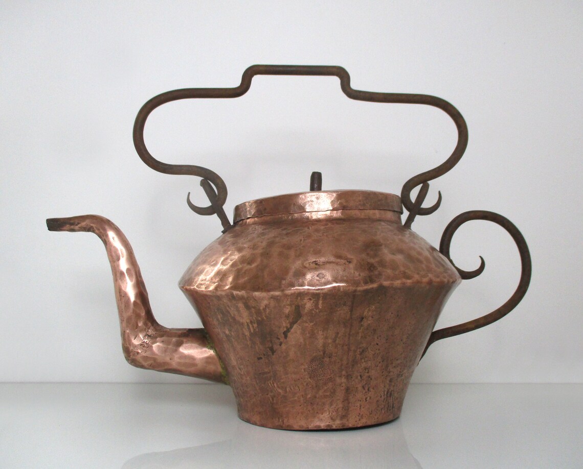 Large Copper Kettle 7 Litre Tea Kettle Rustic Kitchen Etsy