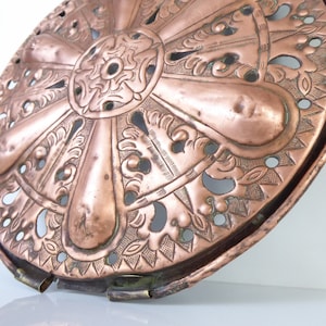 Decorative Copper Ornament - Antique French Chestnut Pan Lid - Copper Wall Hanging