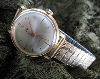Gold Plated Watch - Vintage French LIP Incabloc Watch - Mechanical Watch