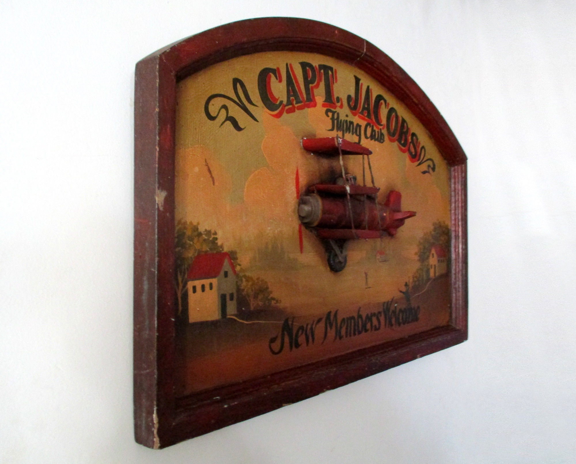 Captain Jacobs Flying Club - Vintage Wooden Sign - Aviation Decor