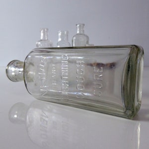Vintage Glass Tonic Bottles Antique Apothecary Bottles Chemists Advertising image 8