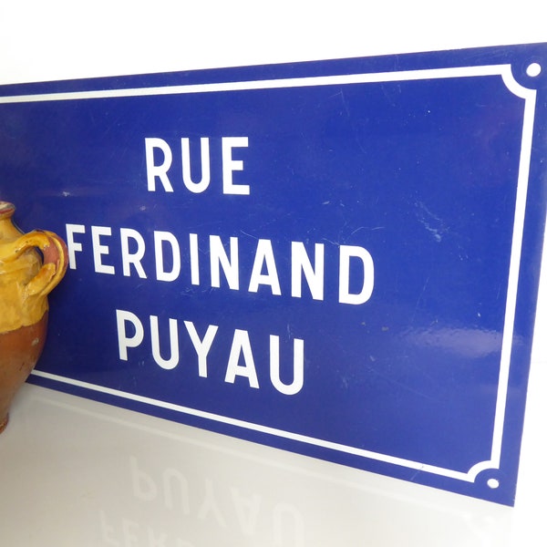 Vintage French Enamel Street Sign - Rue Ferdinand Puyau - French Road Sign - Vintage French Décor