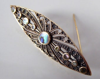 Art Deco Mother Of Pearl Brooch - Vintage Jewellery - Filigree Dress Brooch Pin