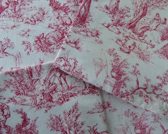 Vintage French Toile De Jouy Fabric | Pair Of Cushion Covers And Length Of Fabric | French Period Décor | Marignan Fabric