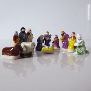 Miniature Porcelain Nativity Set: French Fèves Christmas Décor