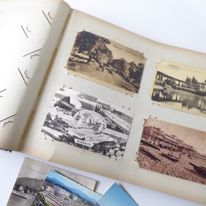 Antique French Postcard Album - Large Vintage Photo Album