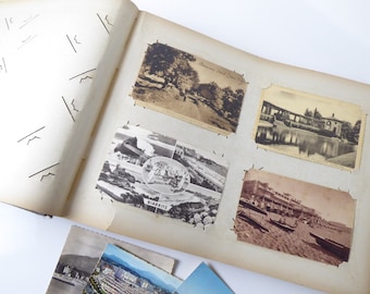 Antique French Postcard Album - Large Vintage Photo Album
