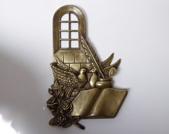 Bronze Decorative Lovebirds Plaque By Sofrid Atelier - Decorative Architectural Embellishment