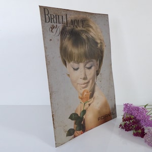 Vintage Hair Lacquer Advertising Sign - Publicity Display Tin Sign - Original Vintage Advertising Sign - Hair Salon Décor - Forvil Paris