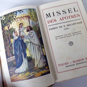 Vintage Frans missaal uit de jaren 1930: leergebonden katholieke misboek