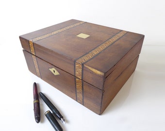 Antique Oak Writing Slope - Writing Box - Stationery Cabinet