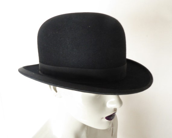 Black Bowler Hat Vintage Beaver Finish 