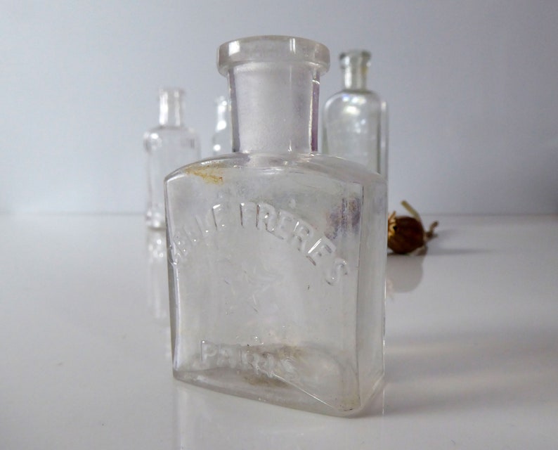 Vintage Glass Tonic Bottles Antique Apothecary Bottles Chemists Advertising image 7