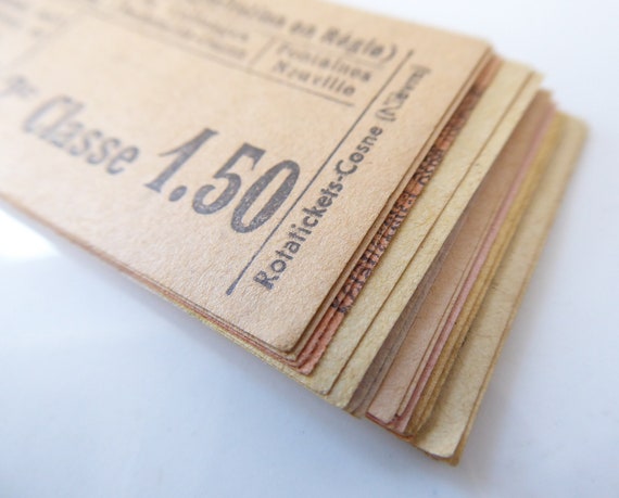 1930年代のヴィンテージ路面電車チケット：フランスの旅行用エフェメラ