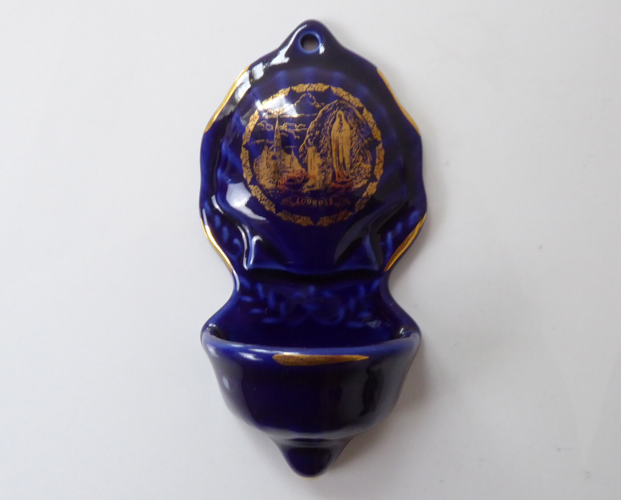 Porcelain Benitier - Vintage Souvenir Of Lourdes