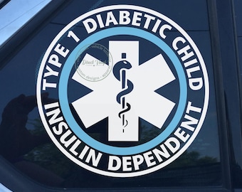 Medische vinylsticker - kind met diabetes type 1 - 5,5 x 5,5"