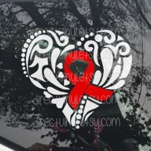 Consapevolezza rosso nastro vetrofania cuore tribale Design (EB, AIDS, CHD, Anemia aplastica, malattia cardiovascolare, la sindrome di Evans, malattia di cuore