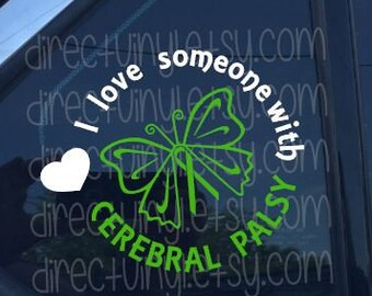 YOU CHOOSE TEXT Green Ribbon Butterfly Love Window Decal (brain injury, Cerebral Palsy, Tourette&#39;s, spinal cord injury, neurofibromatosis)