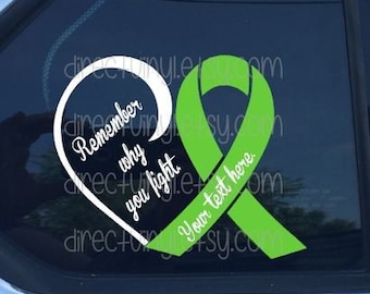 Green Awareness Ribbon Fight Heart Design Window Decal  (cerebral palsy, brain injury, celiac disease, lyme disease)