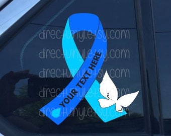 YOU CHOOSE Butterfly Hydrocephalus Awareness Ribbon Text Decal With Butterfly