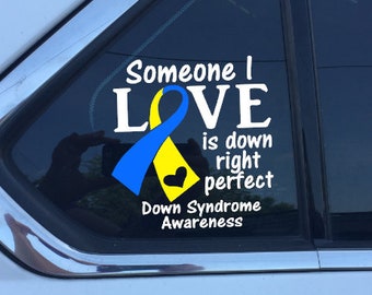 Down Right Perfect Down Syndrome Awareness Ribbon Window Decal