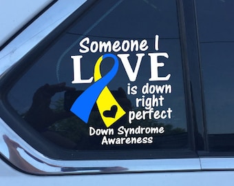 Down Right Perfect Down Syndrome Awareness Ribbon Window Decal