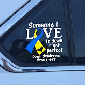 Down Right Perfect Down Syndrome Awareness Ribbon Window Decal