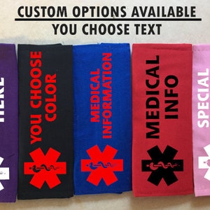 CUSTOM!! Medical Information Seatbelt Cover