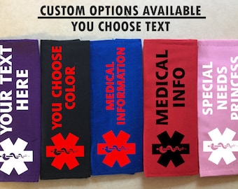 CUSTOM!! Medical Information Seatbelt Cover