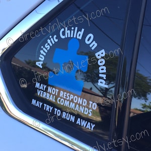 AUTISM Medical Alert Vinyl Car Window Decal