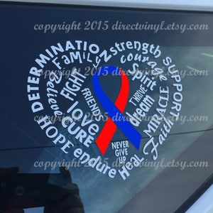 Congenital Heart Defect Awareness Ribbon Word Heart Vinyl Window Decal