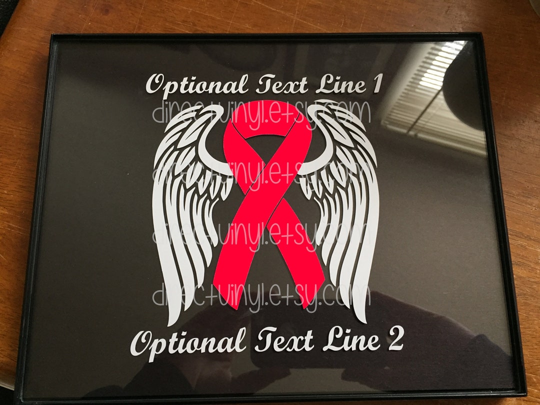Red Awareness Ribbon Angel Wings Design Window Decal (EB, AIDS ...