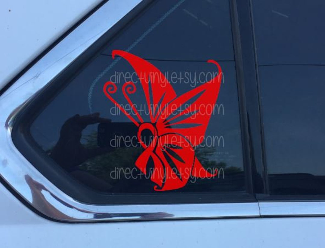 Red Awareness Ribbon Butterfly Decal (EB, AIDS, CHD, Aplastic Anemia ...