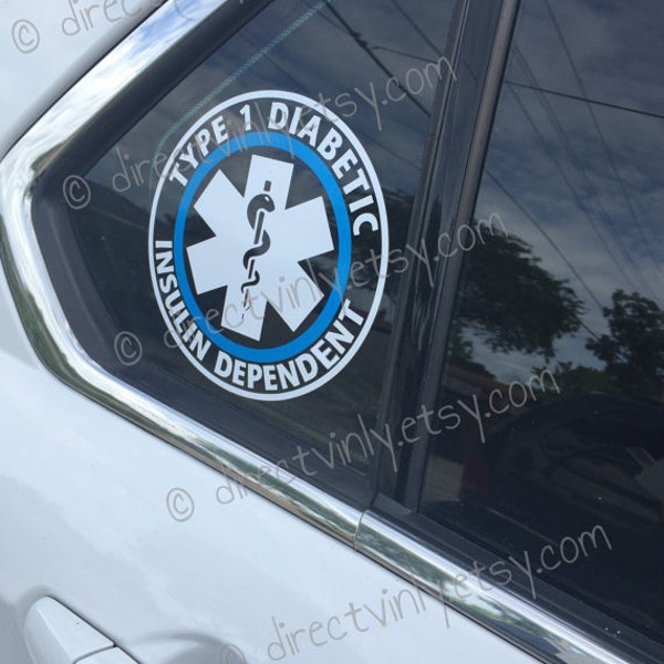 Type 1 Diabetes Medical Alert Vinyl Car Window Decal