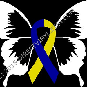 Down Syndrome Awareness Ribbon Butterfly Window Decal