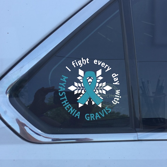 Myasthenia Gravis Fight Everyday Ribbon Vinyl Sticker – Awareness Car Decal – 5.5x5.5"