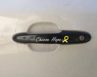 Yellow Awareness Ribbon Door Handle Decal (Spina Bifida, Adenosarcoma, Ewings Sarcoma, Liver Cancer, Liver Disease, Endometriosis)