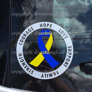 Down Syndrome Awareness Ribbon Text Circle Window Decal